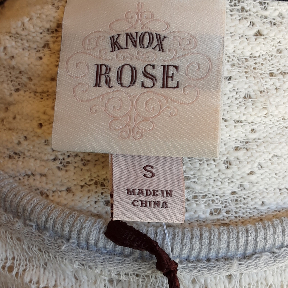 Knox Rose Textured Knit Boho Top in Gray and Cream NWT. - Picture 6 of 9